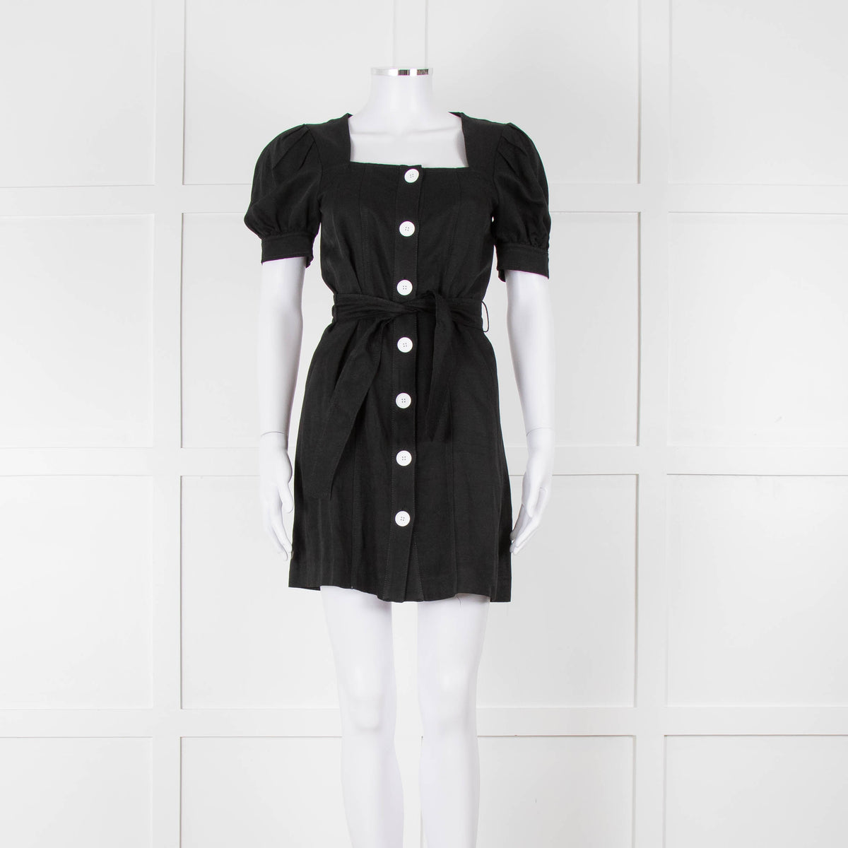 Sandro Black Mini Dress With White Buttons