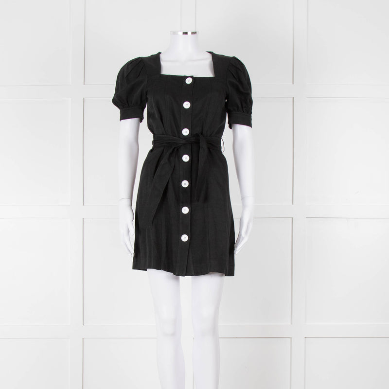 Sandro Black Mini Dress With White Buttons