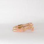 Chanel Pink Suede Block Heel Slingback with Gold Toe Cap