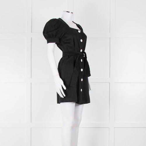 Sandro Black Mini Dress With White Buttons