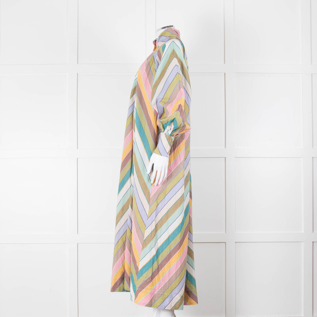 Alemais Cotton Chevron Stripe Shirt Dress