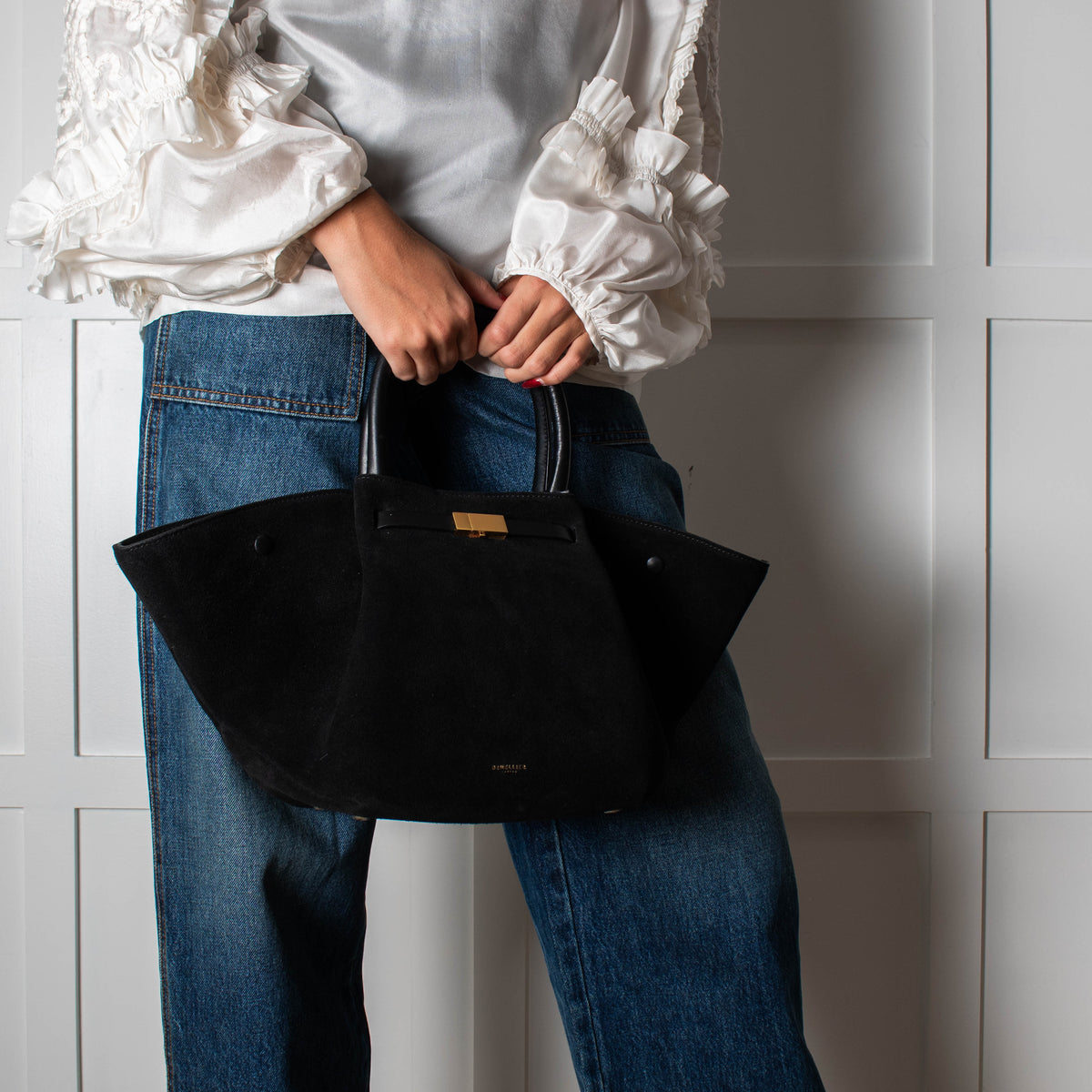 DeMellier Black Suede Midi New York Tote
