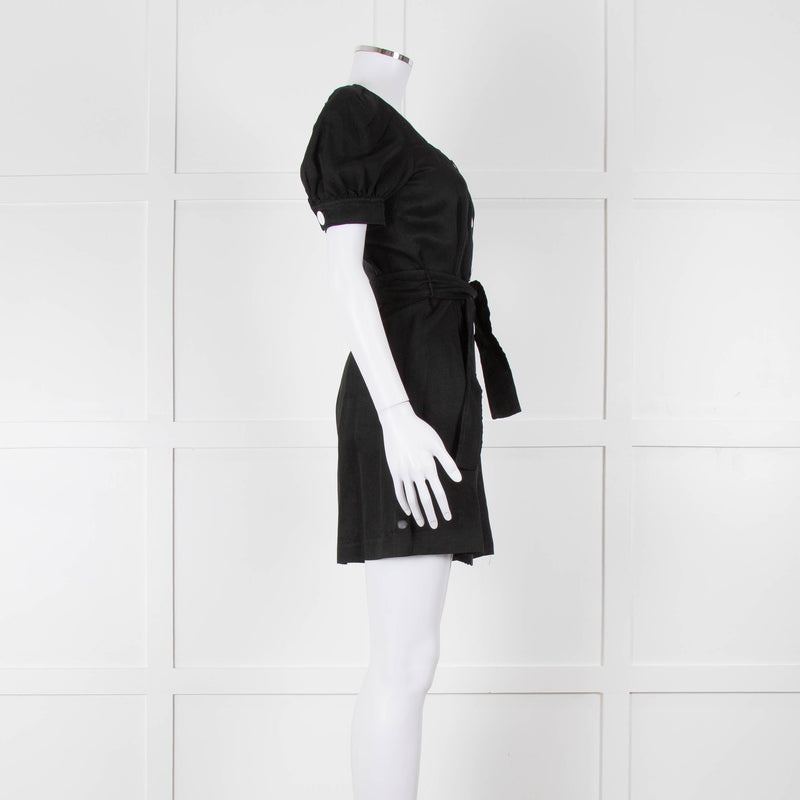 Sandro Black Mini Dress With White Buttons
