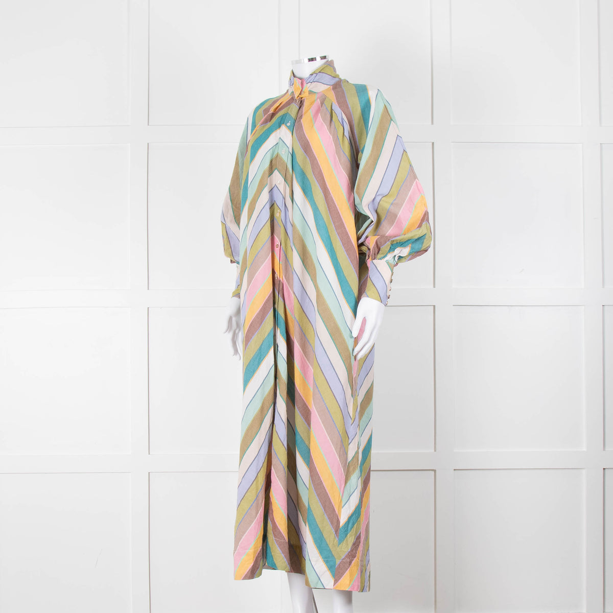 Alemais Cotton Chevron Stripe Shirt Dress