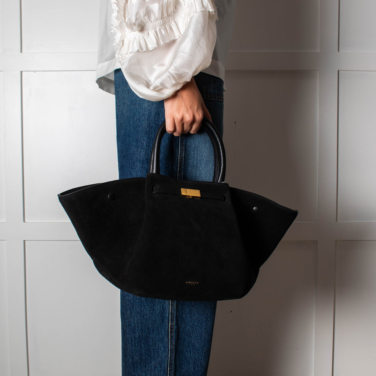 DeMellier Black Suede Midi New York Tote