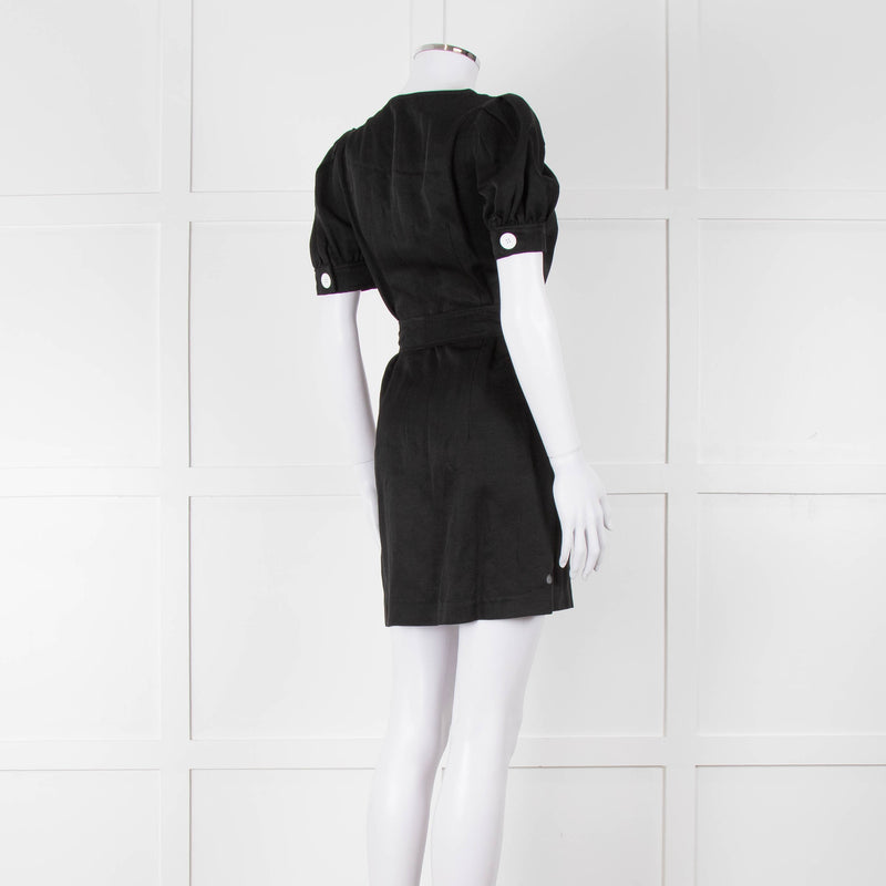Sandro Black Mini Dress With White Buttons