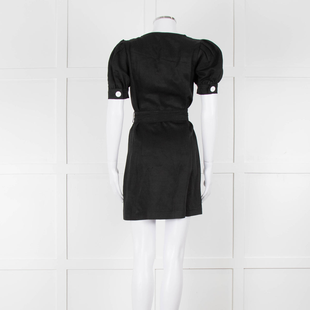Sandro Black Mini Dress With White Buttons