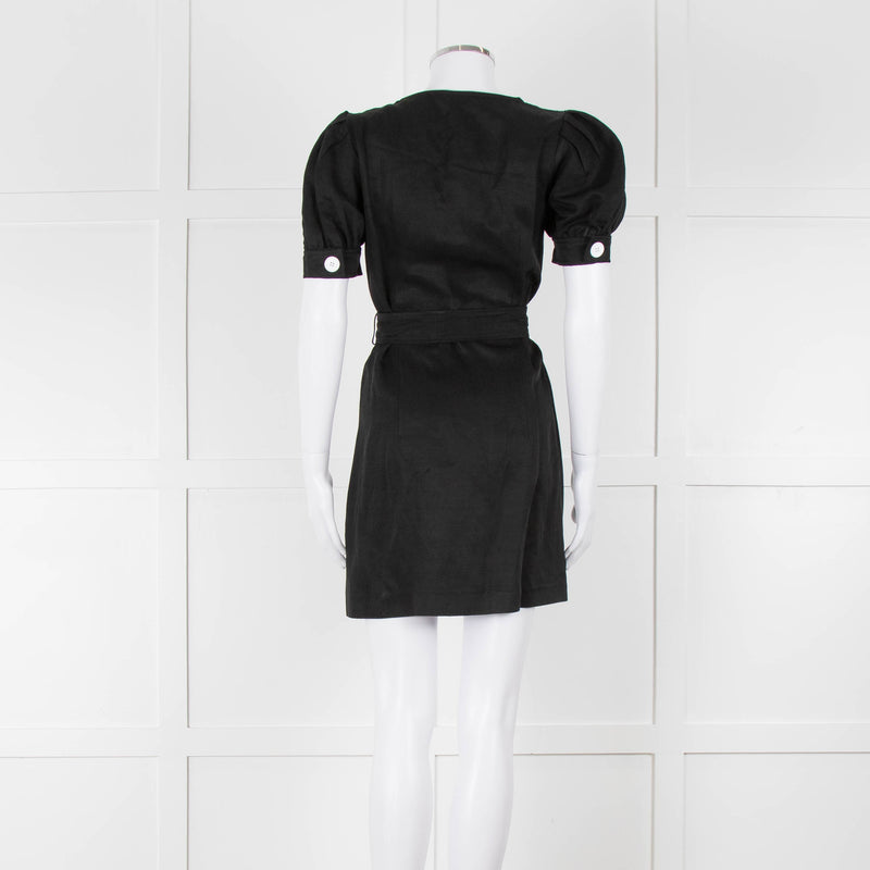 Sandro Black Mini Dress With White Buttons