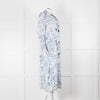 Riani Blue and White Hand-drawn Map Print Double Breasted Dress