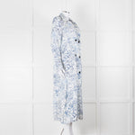 Riani Blue and White Hand-drawn Map Print Double Breasted Dress