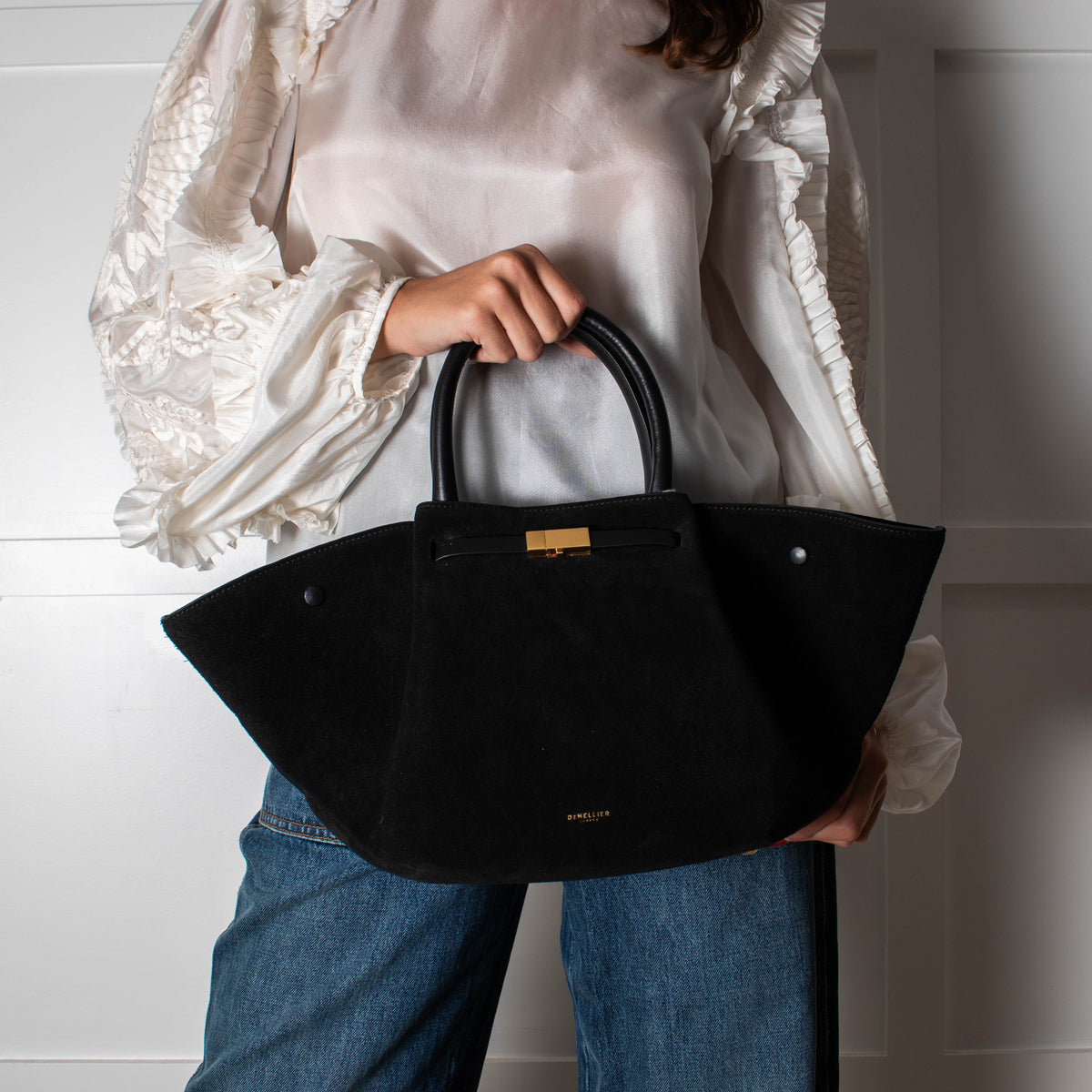 DeMellier Black Suede Midi New York Tote