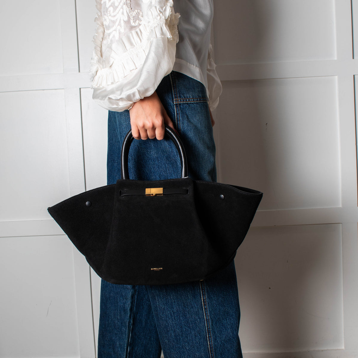 DeMellier Black Suede Midi New York Tote