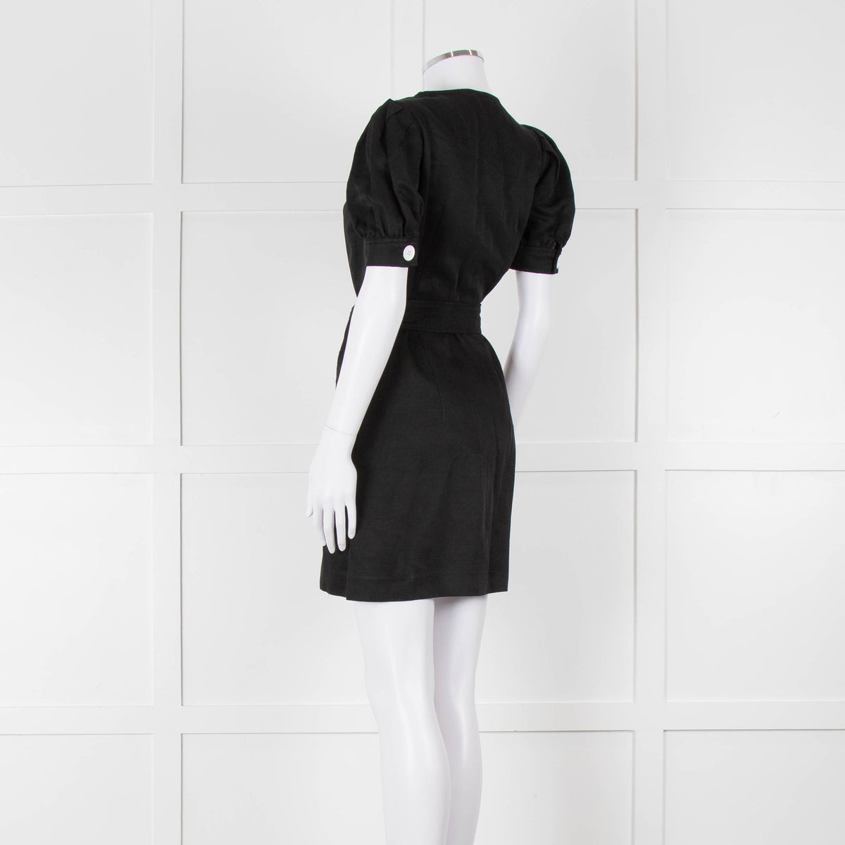 Sandro Black Mini Dress With White Buttons