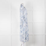 Riani Blue and White Hand-drawn Map Print Double Breasted Dress