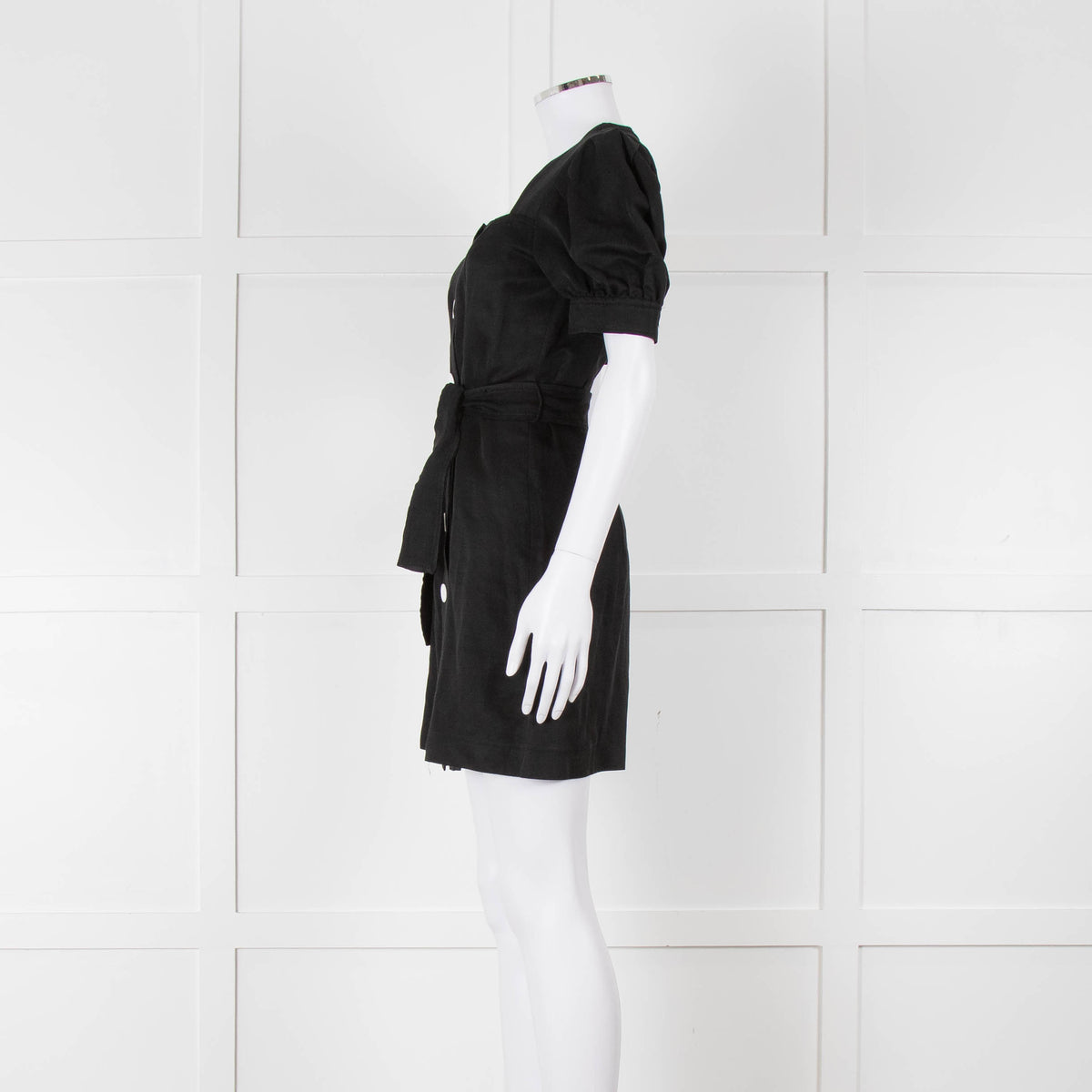 Sandro Black Mini Dress With White Buttons