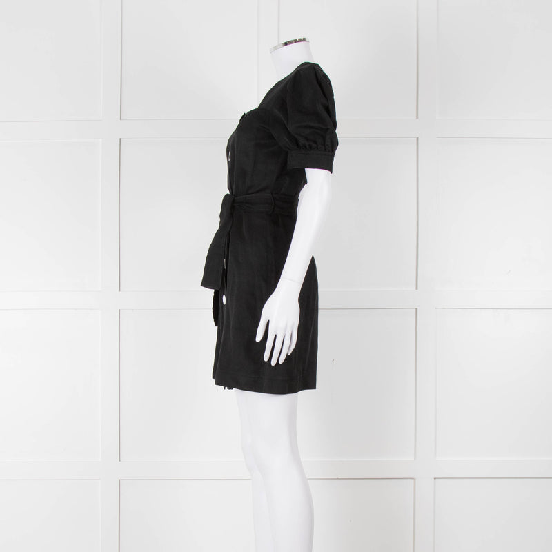 Sandro Black Mini Dress With White Buttons