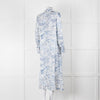 Riani Blue and White Hand-drawn Map Print Double Breasted Dress