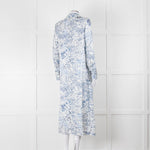 Riani Blue and White Hand-drawn Map Print Double Breasted Dress
