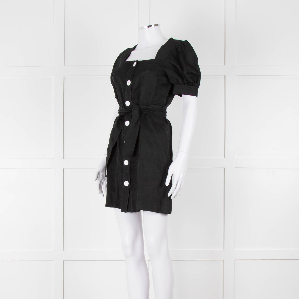 Sandro Black Mini Dress With White Buttons