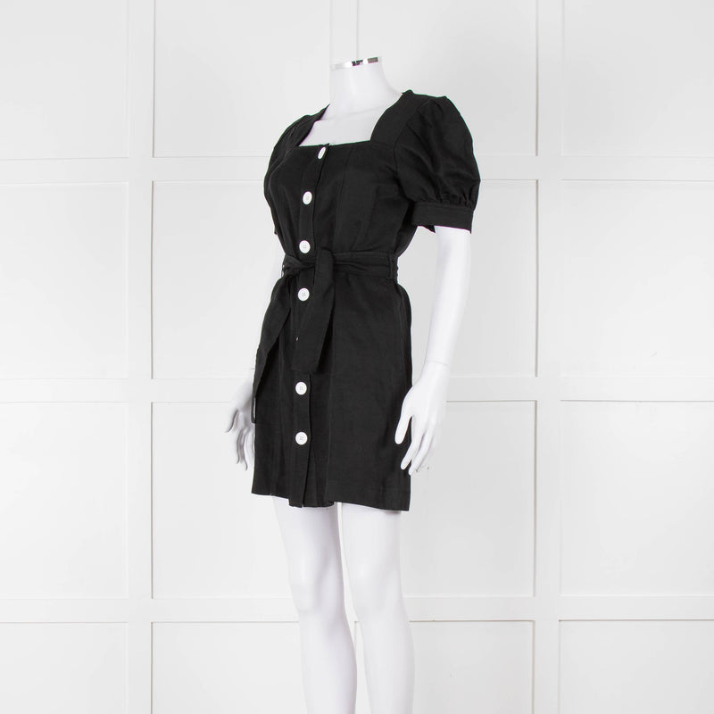 Sandro Black Mini Dress With White Buttons