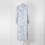 Riani Blue and White Hand-drawn Map Print Double Breasted Dress