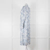 Riani Blue and White Hand-drawn Map Print Double Breasted Dress