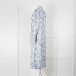 Riani Blue and White Hand-drawn Map Print Double Breasted Dress