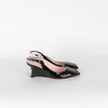 Roger Vivier Black Patent Kitten Wedge Heels with Toe Buckle