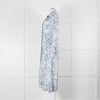 Riani Blue and White Hand-drawn Map Print Double Breasted Dress