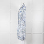 Riani Blue and White Hand-drawn Map Print Double Breasted Dress