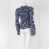 Kitri Blue And White Pattern Smocked Front Top