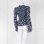 Kitri Blue And White Pattern Smocked Front Top