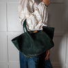 DeMeiller Green Suede Midi New York Tote