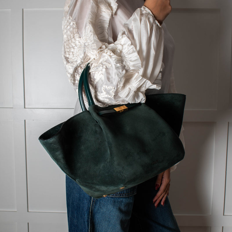 DeMeiller Green Suede Midi New York Tote
