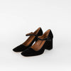 Le Monde Beryl Black Velvet Mary Jane Heeled Pumps