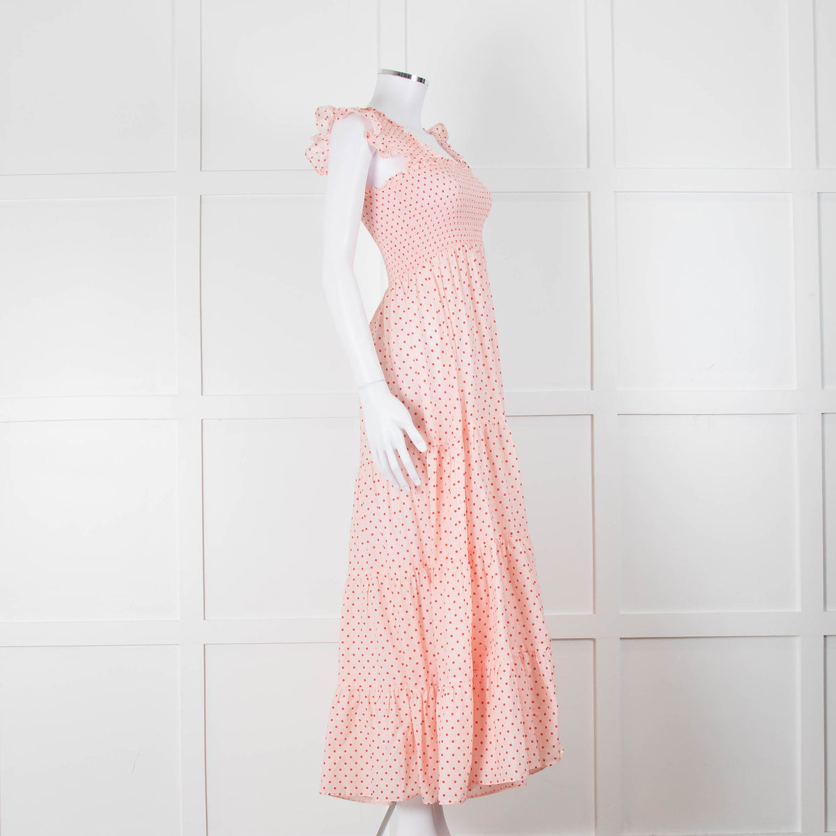 Rixo Mischa Polka Dot Pink Cotton Dress