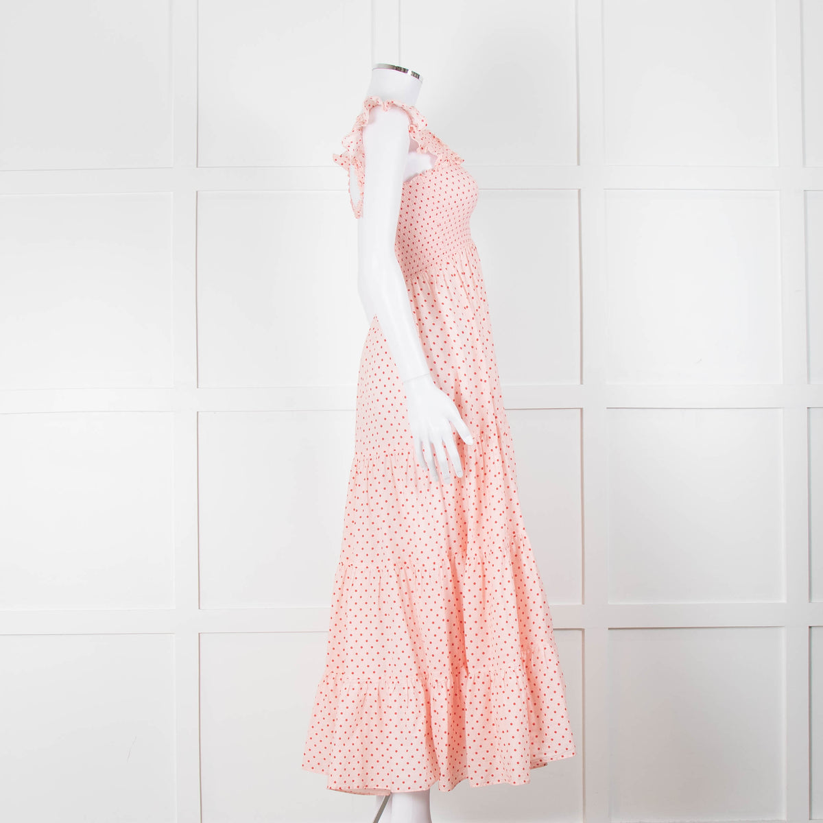 Rixo Mischa Polka Dot Pink Cotton Dress