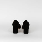 Le Monde Beryl Black Velvet Mary Jane Heeled Pumps