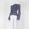 Kitri Blue And White Pattern Smocked Front Top