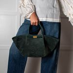 DeMeiller Green Suede Midi New York Tote
