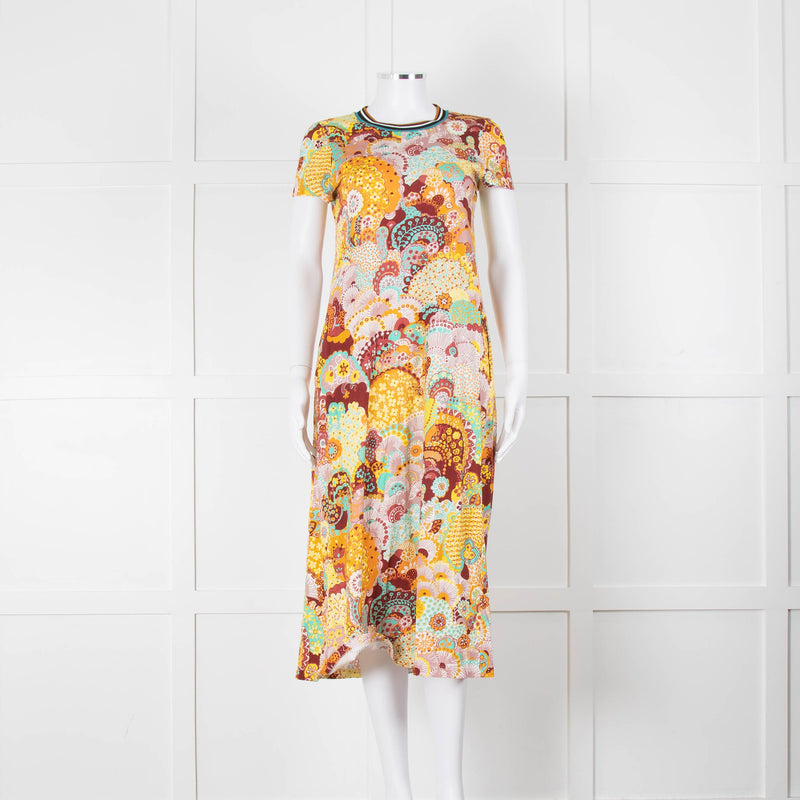 La Double J Orange Floral T-Shirt Dress