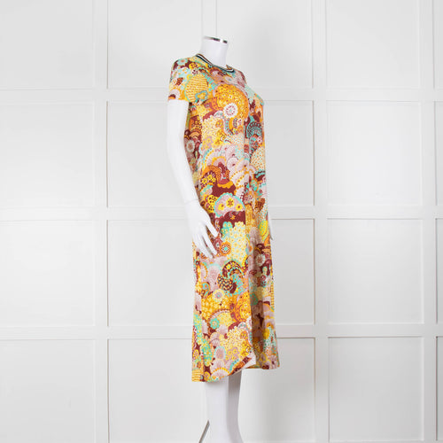 La Double J Orange Floral T-Shirt Dress