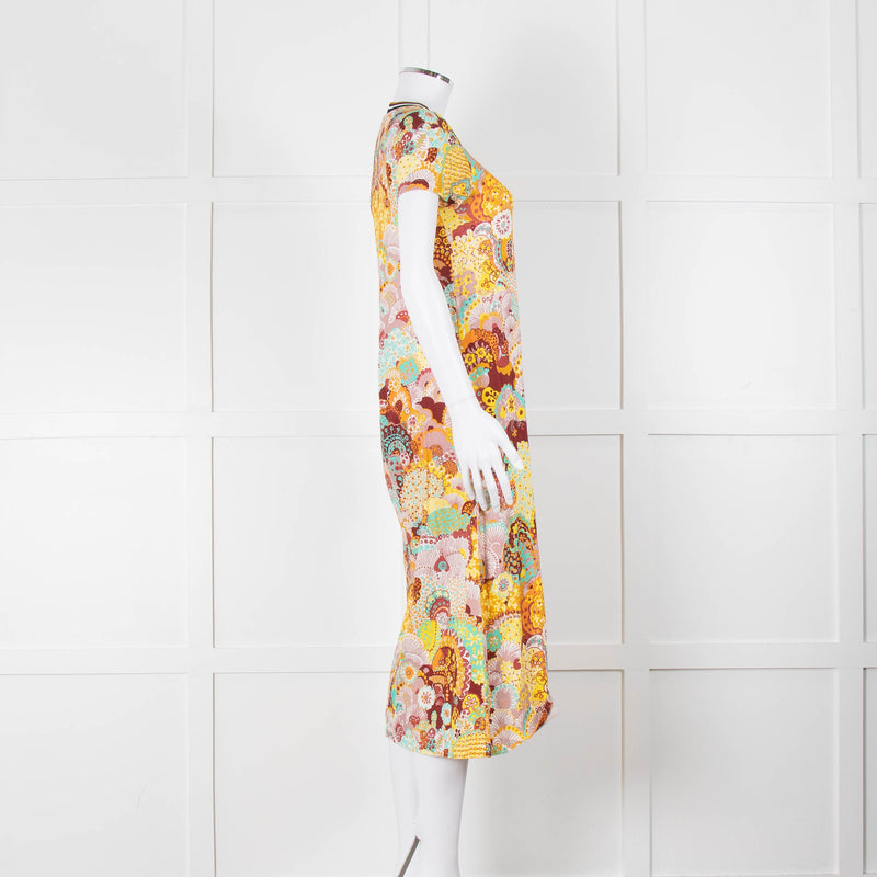 La Double J Orange Floral T-Shirt Dress