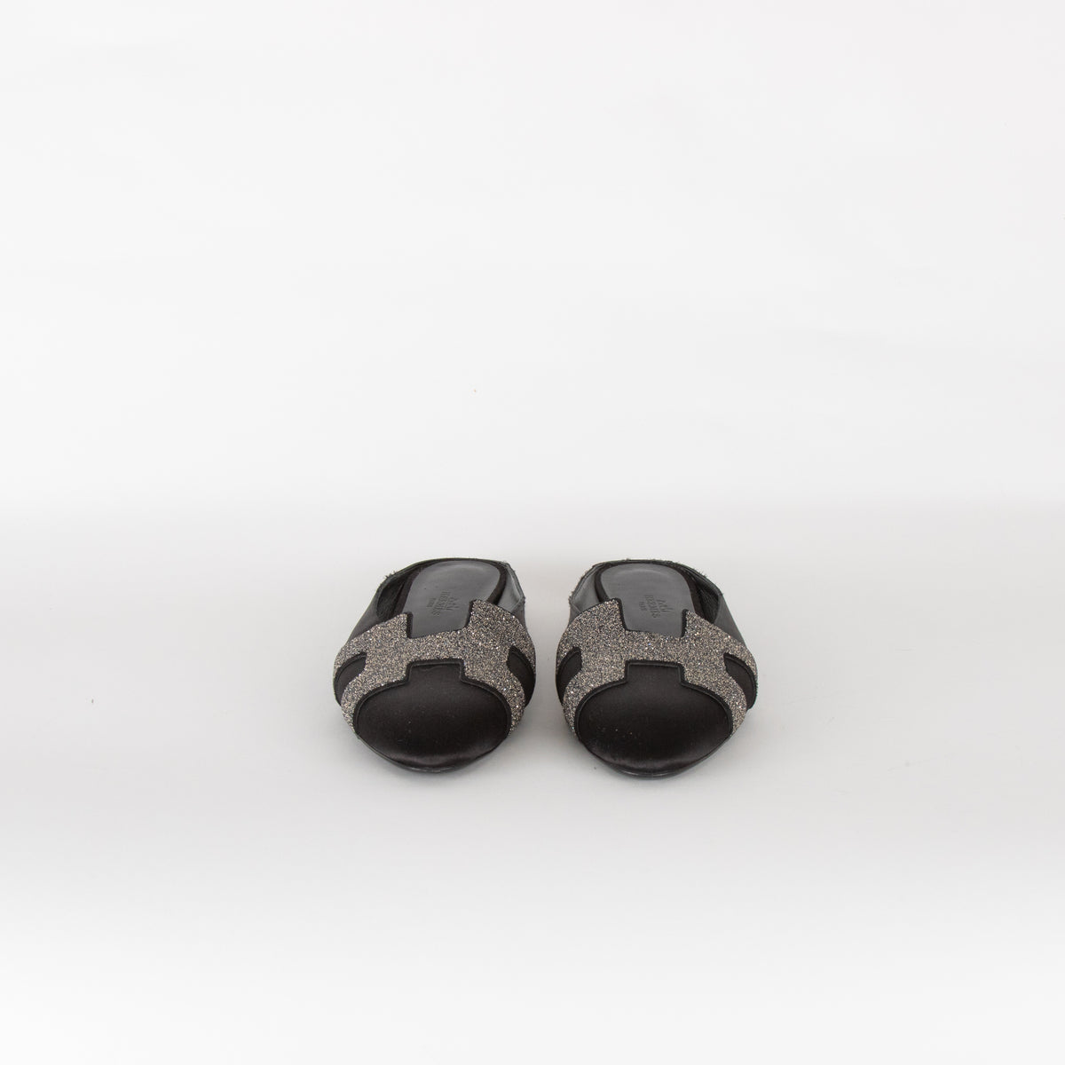 Hermes Black Roxanne Logo Mules