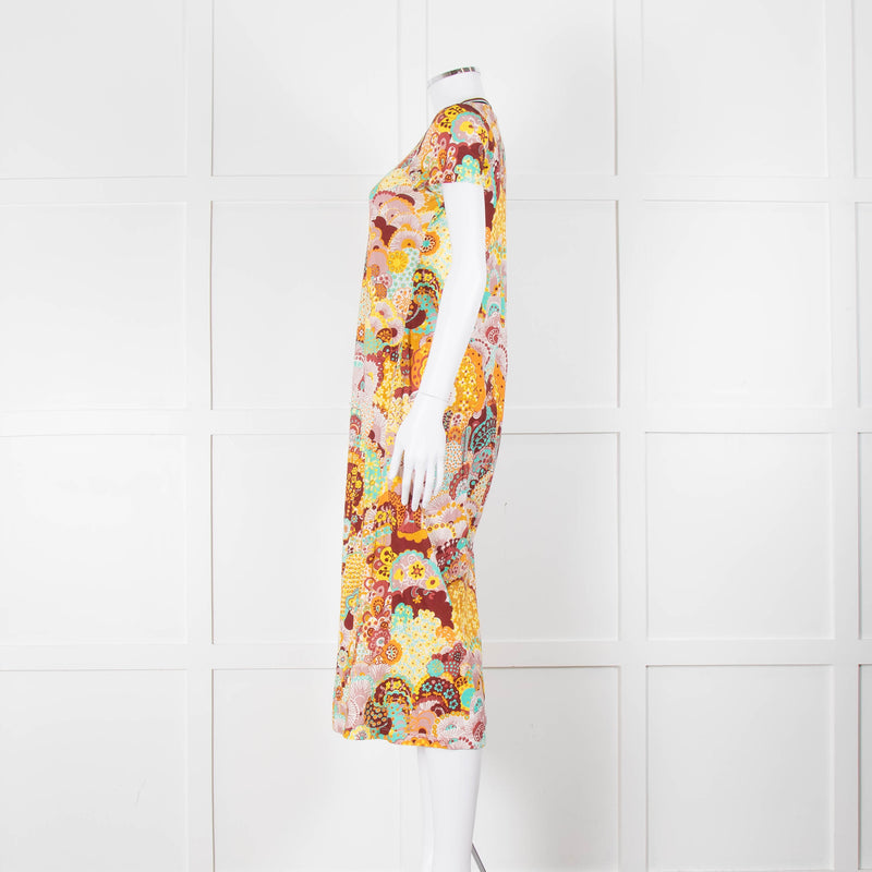 La Double J Orange Floral T-Shirt Dress