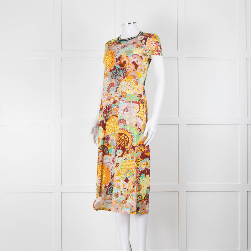 La Double J Orange Floral T-Shirt Dress