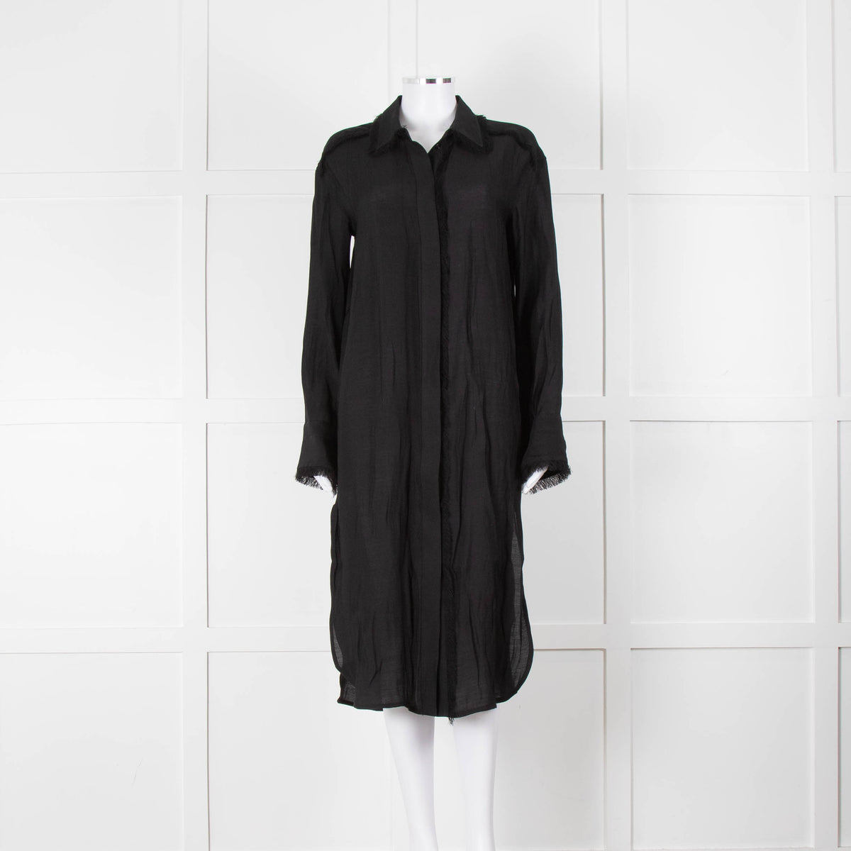 Day Birger et Mikkelson Black Fringed Hem Shirt Dress