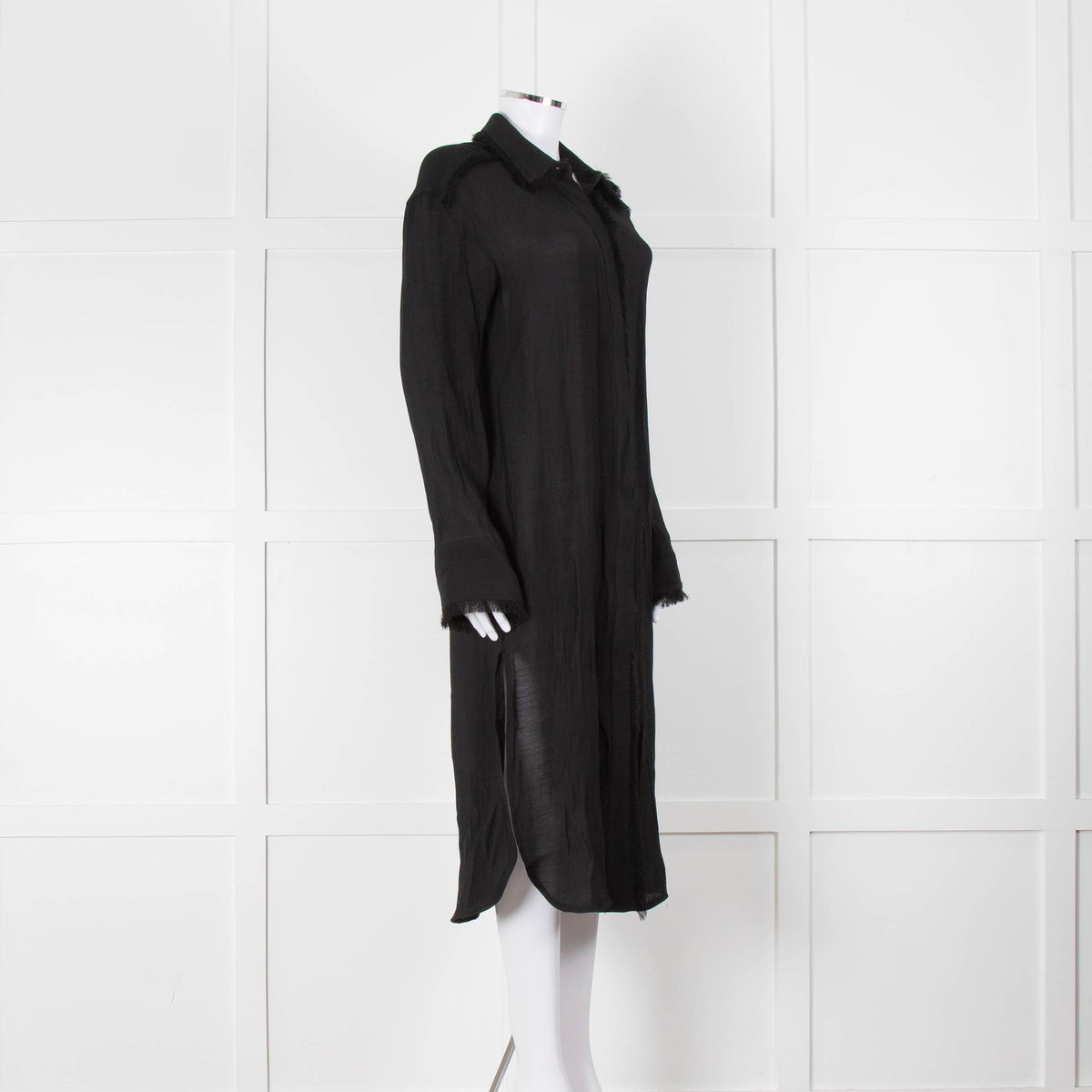 Day Birger et Mikkelson Black Fringed Hem Shirt Dress