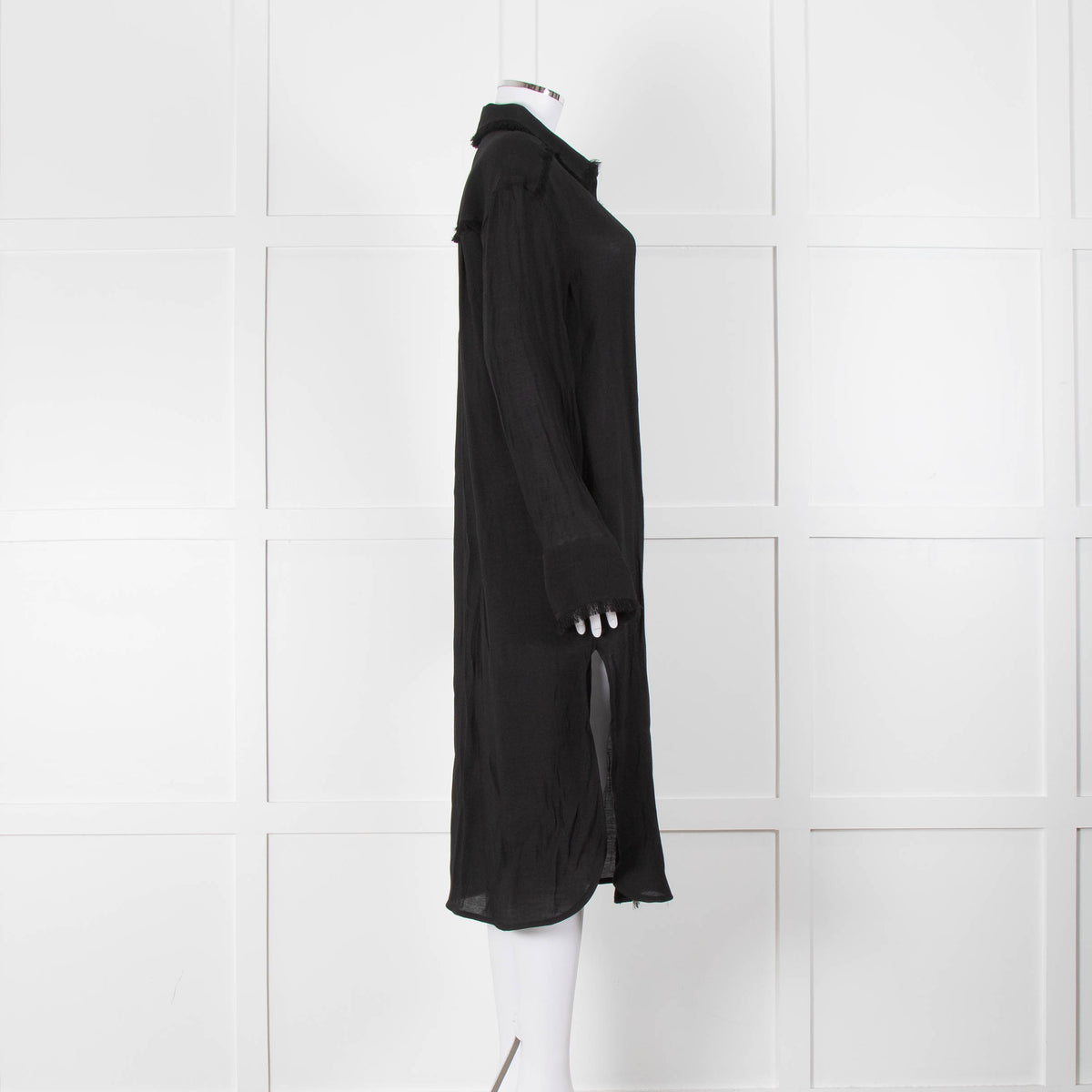 Day Birger et Mikkelson Black Fringed Hem Shirt Dress