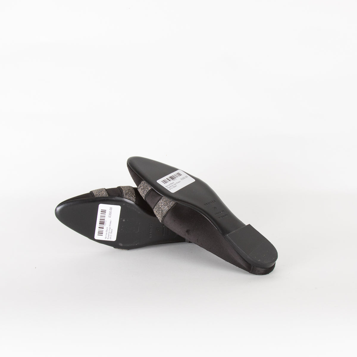 Hermes Black Roxanne Logo Mules